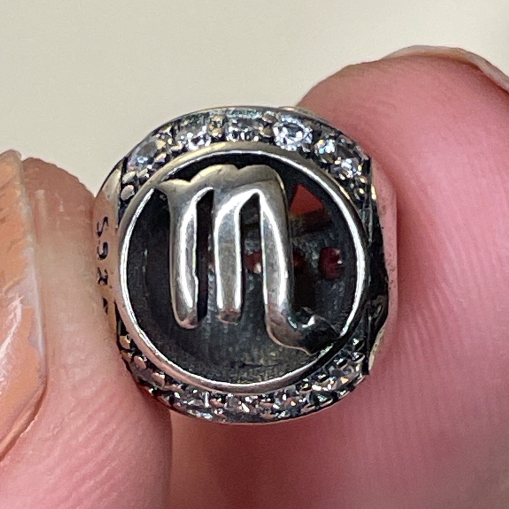 Bracelet Charm Scorpio Zodiac Sign & Rhinestones Sterling Silver